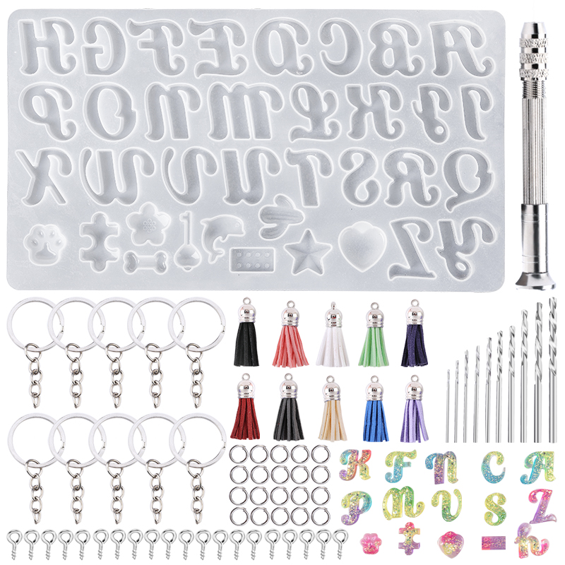 Resin Art Alphabet - Alphabet porte-clés moules Alphabet résine Silicone