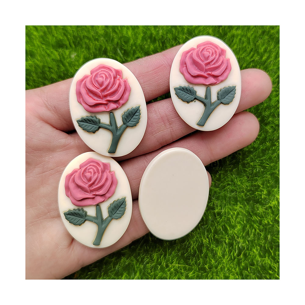 Resin Art Alphabet - Breloque camée rose en résine à
